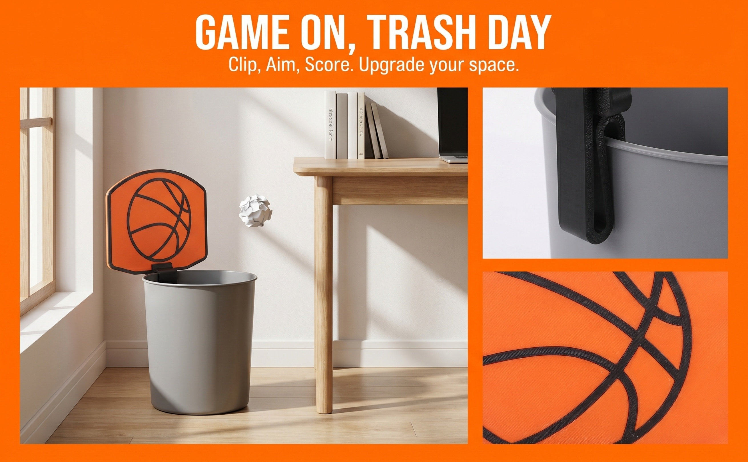Basketball Hoop - Tempat Sampah Bola Basket dengan Bingkai