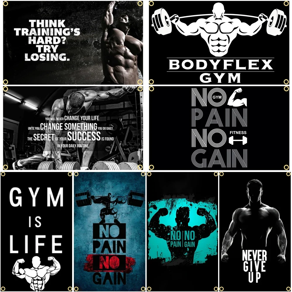 Sports Equipment Poster - Bendera GYM tanda pesan Slogan latihan